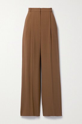 Jail Pleated Pinstriped Silk-blend Georgette Wide-leg Pants - Brown