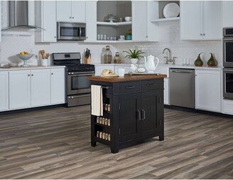 Urban Farmhouse Kitchen Island with Solid Wood Finished Top Black - OSP Home Furnishings