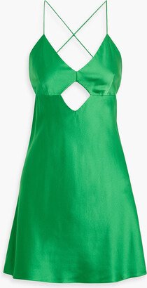 Cutout silk-satin mini dress