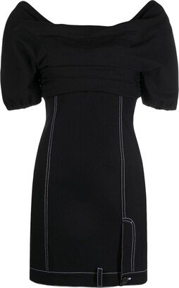 Contrast-Stitching Stretch-Cotton Minidress