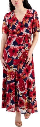 Jamie & Layla Petite Print Faux-Wrap Maxi Dress