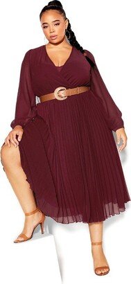 Women's Plus Size Dress Precious Pleat - Oxblood - 14W