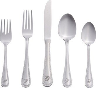 Riverridge Beaded 46 Piece Monogrammed Flatware Set - F, Service for 8