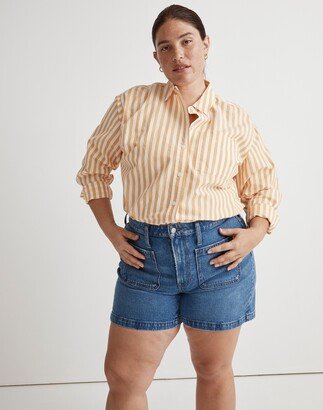 Plus Patch-Pocket Denim Shorts in Earlwood Wash