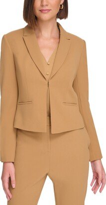 Petite Scuba-Crepe Open-Front Jacket