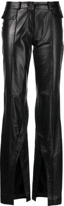 The Mannei Slit-Ankle Leather Trousers