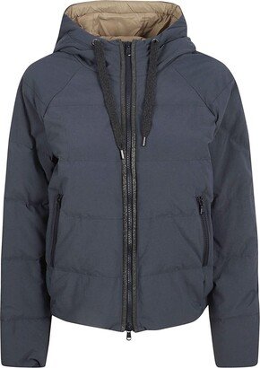 Monili-Embellished Zipped Quilted Jacket