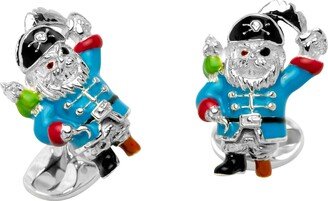 Sterling Silver Enamel Pirate Cufflinks