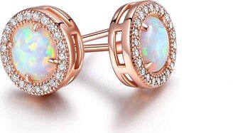 Liv Oliver 18k Rose Gold White Opal Stud Earrings