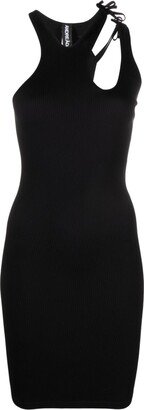 ANDREĀDAMO Black Ribbed Asymmetric Sleeveless Dress
