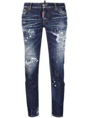 Cropped Distressed Denim Jeans