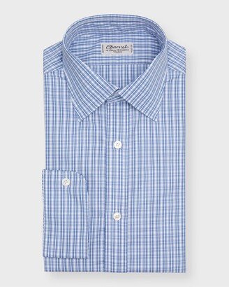 Men's Cotton Micro-Plaid Dress Shirt