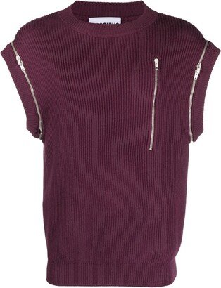 Zip-Up Detail Knitted Vest