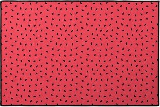 Door Mats: Watermelon Fruit Seeds Door Mat, Red