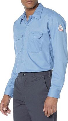 Bulwark FR Bulwark FR Men's Flame Resistant 7 Oz Cotton Work Shirt with Sleeve Vent (Light Blue) Men's Clothing