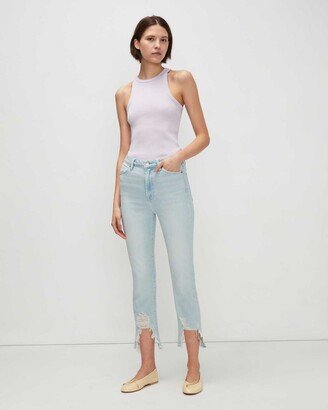 Luxe Vintage High Waist Slim Kick In Sun Blue