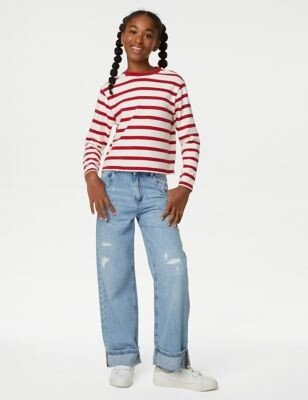 Wide Leg Turn Up Jeans (6-16 Yrs)