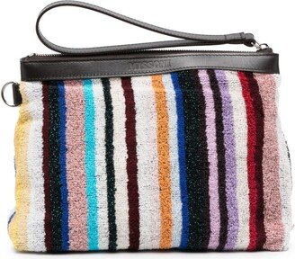 Terry Cloth-Effect Striped Make Up Bag