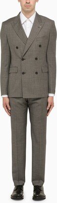 Grey double-breasted wool suit