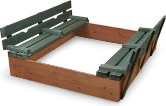 Austiom Leading LLC Covered Convertible Cedar Sandbox With Two Bench Seats