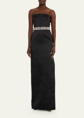 Strapless Bustier Column Gown with Pearl Belt