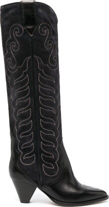 Liela 60mm embroidered leather boots-AA