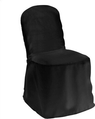 Lann's Linens 10 pcs Polyester Banquet Chair Covers for Wedding/Party, Black - Cloth Fabric Slipcovers