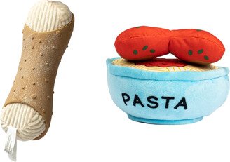 SILVER PAW Pasta & Cannoli Dog Toy 2 Pack