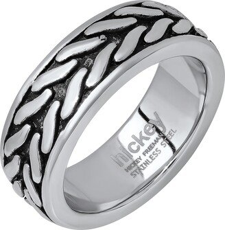 HMY JEWELRY Men's Stainless Steel Textured Band Ring