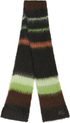 Pegaso-motif striped knitted scarf