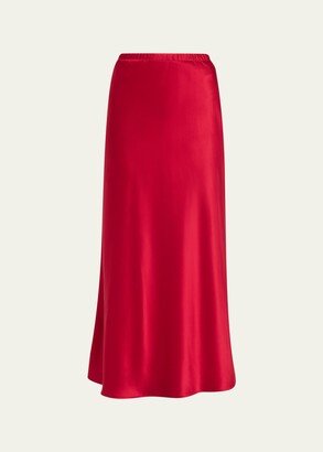 Bias-Cut Satin Maxi Skirt-AA