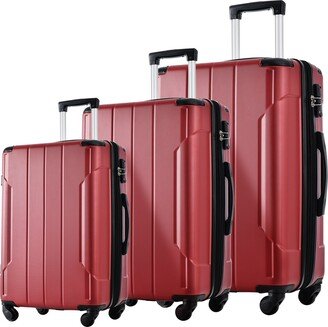 EDWINRAY Luggage Sets Lightweight Hardshell Suitcases with Spinner Wheels&TSA Lock, 3 Sets Expandable Luggage-AC