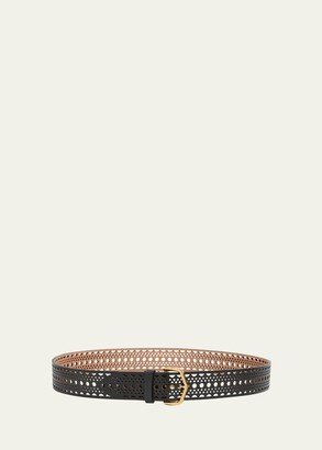 Vienne Thin Laser-Cut Leather Belt