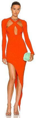 Twisted Knit Midi Dress in Orange