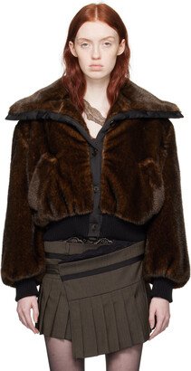 VAILLANT Brown Buttoned Faux-Fur Jacket