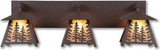 Rustic Bath 3 Light With Tree Art | Made in USA Smoky Mountain Triple Vanity - Spruce Avalanche Ranch Lighting
