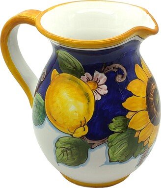 Italian Ceramic Pitcher Lemon - Hand Painted Utensil Holder Carafe Made in Tuscany Pottery Vase Jar For Wine Ceramics Dispenser-AB