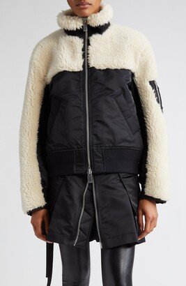 Wool Faux Shearling & Nylon Twill MA-1 Flight Jacket