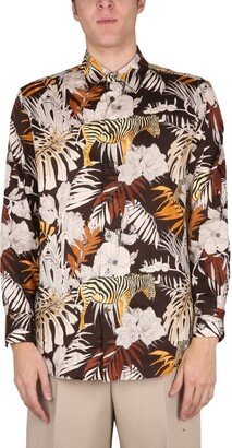 Tropical-Pattern Buttoned Shirt