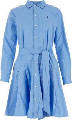 Belted Long-Sleeved Dress-AA