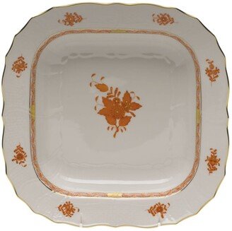 Chinese Bouquet Rust Square Fruit Dish