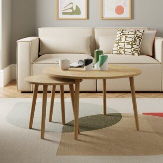 Dunelm Freja Nest of Coffee Tables, Light Oak Brown