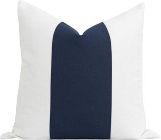 Navy Blue & White Decorative Linen Pillow Cover, Panel Bi Color Throw Pillow, Designer Cover