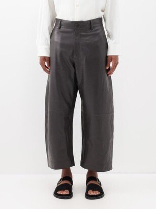 Bosun Cropped Leather Wide-leg Trousers