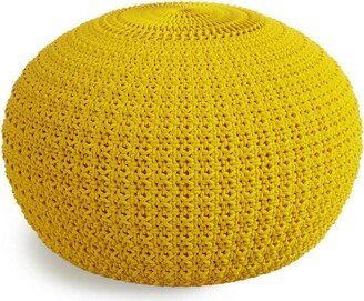 Holloway Round Knitted PET Polyester Pouf Yellow - WyndenHall