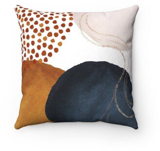 Abstract Throw Pillow Cover, Boho Watercolor, Mid-Century in Terracotta, Navy, Blush Beige, Minimalist Decorative Pillowcase,