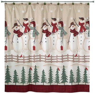 Snowman Gathering Holiday Shower Curtain, 72 x 72