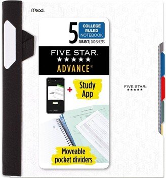 300 Sheets 5 Subject College Ruled Spiral Notebook with Pocket Dividers White