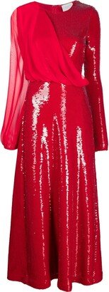 Pleated-Detail Sequin Dress