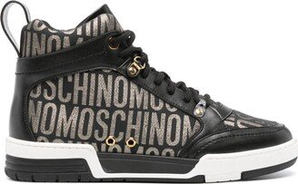 Jacquard-Logo High-Top Sneakers